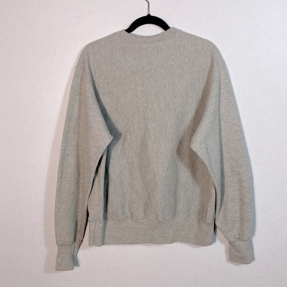 Champion Reverse Weave Unisex Heather Gray Crewneck Pink Logo size Medium - Picture 5 of 13